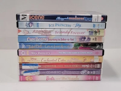 10 Girls DVD Lot - Kids DVDs - Barbie, Princess, Disney, Care Bears, Tinker Bell - image 1 of 4
