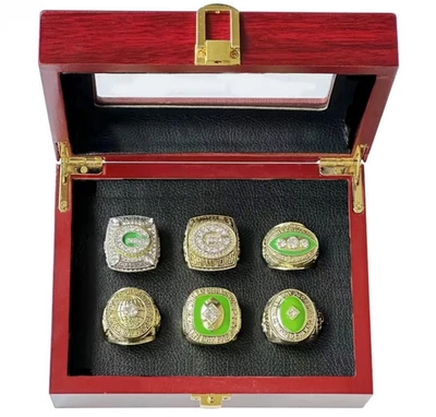 Green Bay Packers 6 Ring Set Super Bowl Ring Set Size 11 - Image 1 of 4