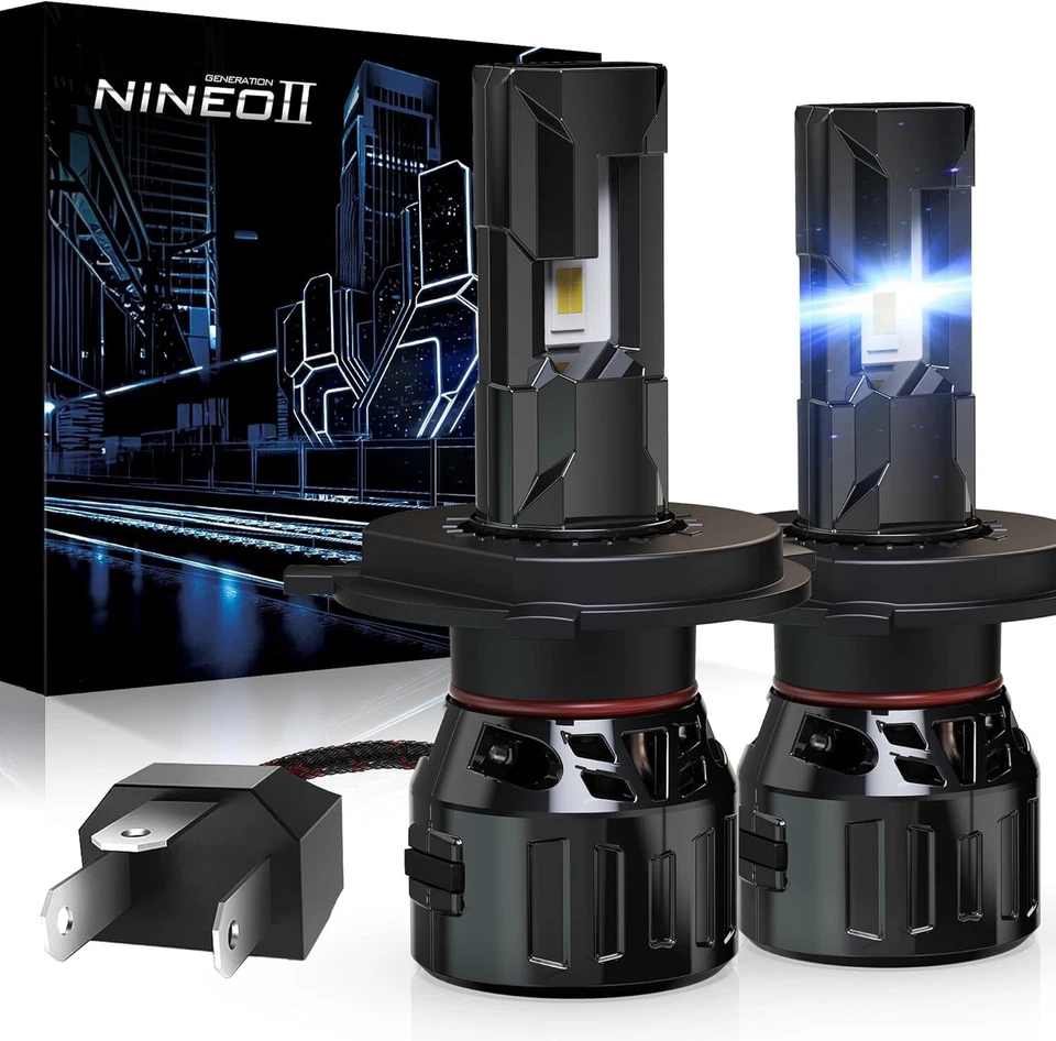 NINEO H4 9003 Fog Light Bulbs 6500K White, 600% Brighter, Fan Cooled, 2 Pack - Image 1 of 4