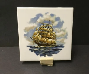 CERAMIC 6x6 " SAILING CLIPPER SHIP" on BRT./WHT. TILE $2.25ea - Picture 1 of 5