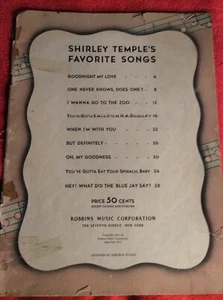 SHIRLEY TEMPLE'S FAVORITE SONGS SONGBOOK WITH PHOTOS 1937 - Picture 1 of 3