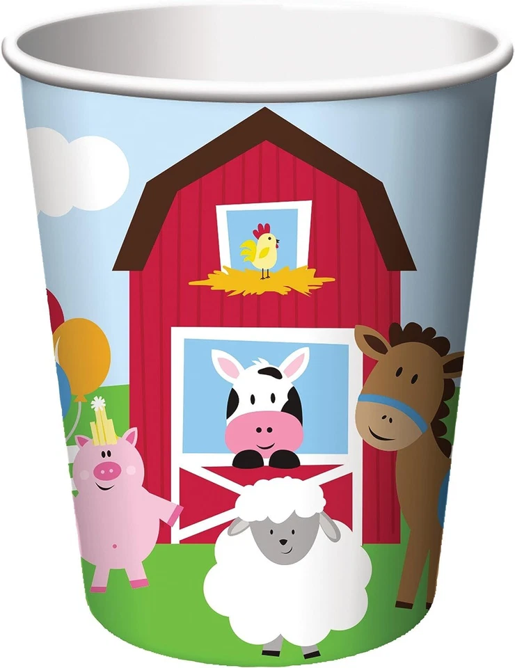 Farmhouse Fun Farm Barnyard Animals Kids Birthday Party 9 oz. Paper Cups - Image 1 of 1