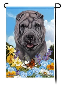 Sommerblumen Garten Flagge - Blue Shar Pei - Bild 1 von 1