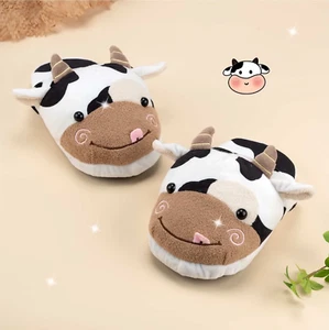 Cow Slippers - Cute Adult Womens Medium Slides - Picture 1 of 7