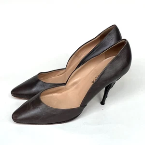 Escada graue Leder Heels High Schuhe Größe 37 US 7 Made in Italy - Bild 1 von 24