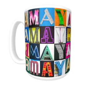 Taza/taza de café AMAYA con el nombre en fotos de letras de letrero - Imagen 1 de 3