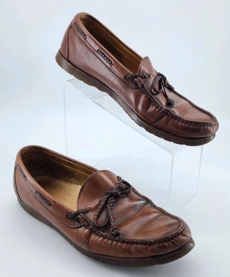 Stubbs and Wootton Palm Beach Zapatos de Barco de Cuero Marrón para Hombres Talla 10.5 D Hechos en EE. UU. Foto 1 de 4