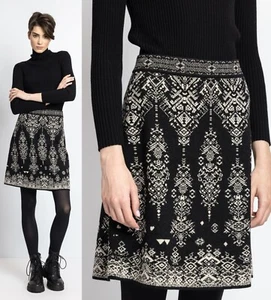 Ivko Jacquard Rock skirt Wolle wool schwarz weiss geometrische Muster 222650 - Picture 1 of 7