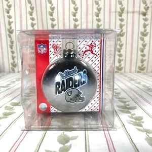 Vintage Oakland Raiders Glas Weihnachtsschmuck NFL Football silber schwarz Attack - Bild 1 von 10