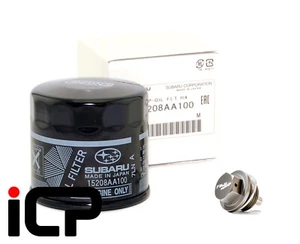 JDM Black Oil Filter Fuji Racing Magnetic Sump Plug Fit Subaru 15208AA100 - Picture 1 of 1