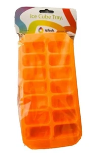 Orange Colour Soft And Flexible Splash Ice Cube Tray Non Stick Cubes - Picture 1 of 2