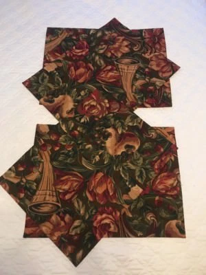 Ralph Lauren BALMORAL Autumn Color Floral Print Double Side Set of 4 Placemats  - Image 1 of 4