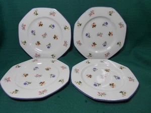 Wedgwood Ivory China 4 Octagon Bread / Dessert Plates Springtime - Picture 1 of 10