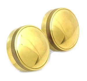 REPLICA EATON RIBBED STYLE BRASS GAS CAP VENTED SET L&R HARLEY EL UL FL 1935-64 - Picture 1 of 4