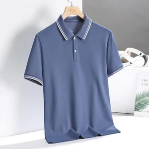 Polo Shirt Men's Short Sleeve T-shirt Ice Silk Dad Summer Casual Half Sleeve - Picture 1 of 9