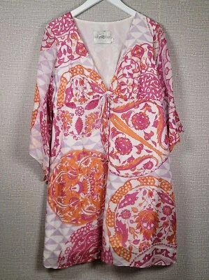 Mini Camisa Vestido Alice and Trixie Floral Ligero Talla L Naranja Rosa Fluido Foto 1 de 4