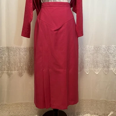 Maxi Falda Vintage Jeremy Scott 100% Lana Rosa Plisada Cintura Alta Talla S  Foto 1 de 4