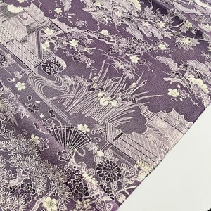 Tessuto kimono giapponese viola imperatrice #A 14x41 vintage seta chirimen CH98 - Foto 1 di 9