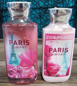 Bath & Body Works Paris Amour 10 oz Shower Gel & 8 oz Body Lotion Discontinued - Picture 1 of 10