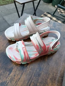 HUNTER Bloom White & Multi Marble Algae Foam Sandals Size 3 - Picture 1 of 4