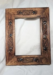 Flower Carved Solid Wood Picture Frame For 4x6 Plus 1/2" Mat - Picture 1 of 3