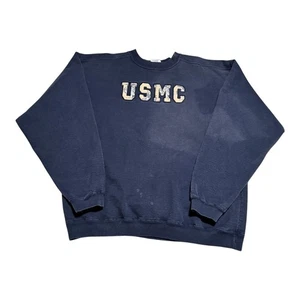 VNTG 90s The Cotton Exchange USMC Sun Faded Crewneck Sweatshirt Men's XL Flaws - Picture 1 of 12