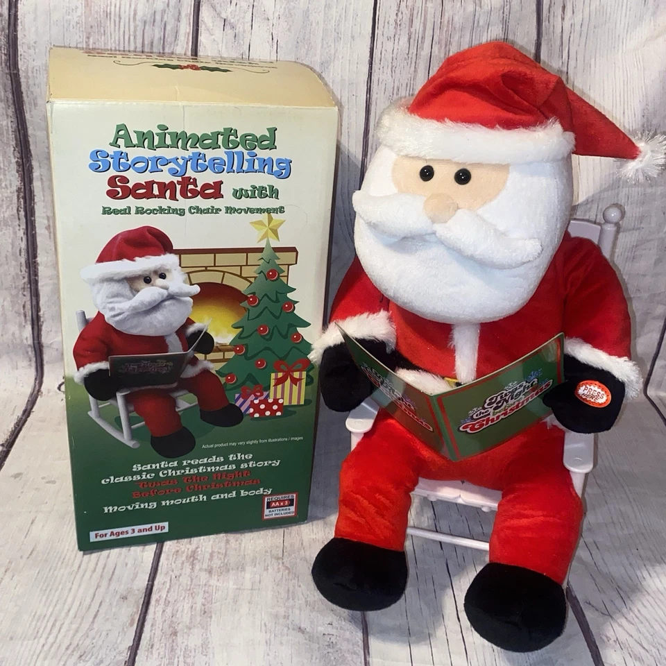Animated Story Telling Santa Real Rocking Chair Movements 15" Tall Giggles Works Foto 1 de 4