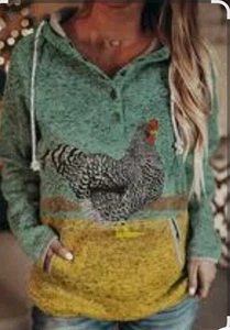 Huhn Hoodie Damen Gr. 8/10 Farm Barnyard Jersey Jacke Sweatshirt - Bild 1 von 11