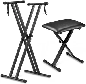 Soporte de teclado Femor de doble barra X-Style con juego de taburetes ajustable plegable - Imagen 1 de 7