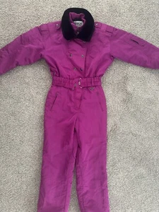 Womens Fera Ski Suit One Piece Snowsuit Snow Retro Faux Fur Apres Vintage sz 10 - Picture 1 of 13