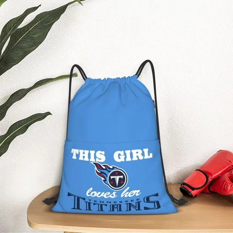 This Girl Loves Her Tennessee Titans Drawstring Backpack Waterproof & Light Cover