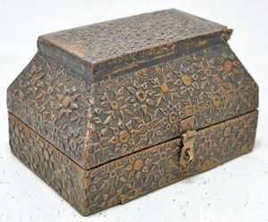 Vintage Wooden Storage Chest Jewellery Box Original Hand Crafted Brass Fitted - Picture 1 of 10