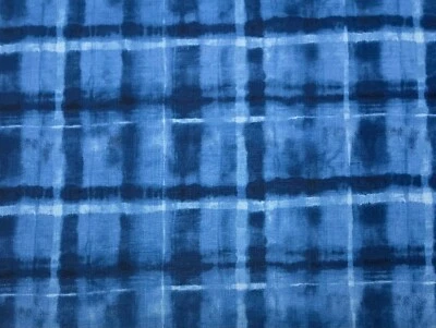 WAVERLY ARNO INDIGO BLUE WATER COLORED PLAID LINEN MULTIUSE FABRIC BY YARD 54"W - Image 1 of 4