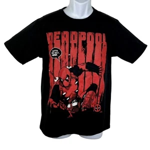 DEADPOOL Mens T-Shirt SZ S Graphic 100% Cotton DC Marvel Comics Red Black Hero - Picture 1 of 4