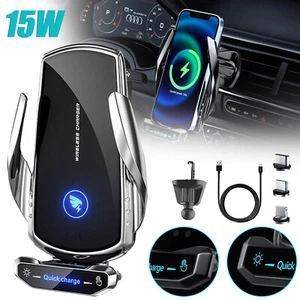 Support de téléphone portable voiture fonction de charge à induction support de téléphone portable sans fil chargeur rapide - Photo 1/12