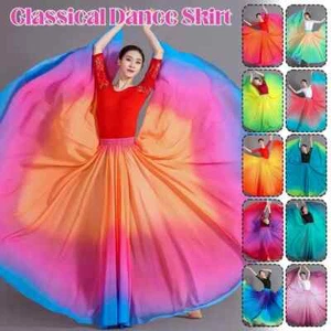 Flowing Long Skirt 720 Degree Belly Dance Skirt Women Dance Performance Costume - Imagen 1 de 35