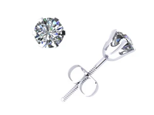 0.40Ct Round Diamond Stud Earrings 14k White Gold 6Prong H SI2 ScrewBack - Picture 1 of 3