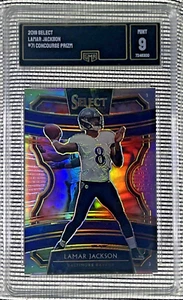 Lamar Jackson 2019 Panini Select Silver Prizm Football Card #71 Graded GMA 9 MNT - Bild 1 von 3