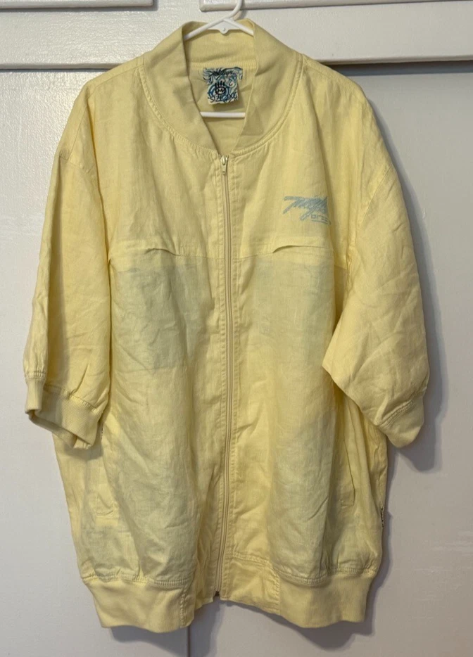 Chaqueta Bomber Miskeen Original Manga Corta Lino Amarillo, Chaqueta de Verano 2XL Hombre Foto 1 de 4