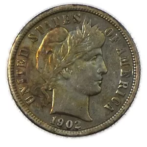 1902-O Barber Dime XF/AU New Orleans Mint Rare Toning - Picture 1 of 2