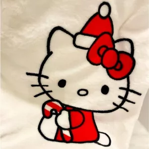 Hello Kitty Christmas HOLIDAY Candy Cane Throw Blanket - Picture 1 of 5