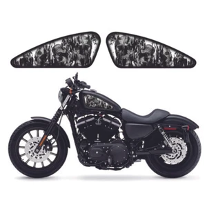 Black Skull Fuel Gas Tank Stickers Decals Set For Most Harley Motorcycle - Picture 1 of 1