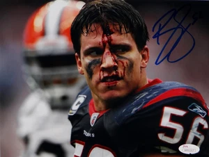 Brian Cushing Autographed 8x10 Bloody Looking Right Photo- JSA Witness Auth *Blu - Picture 1 of 2