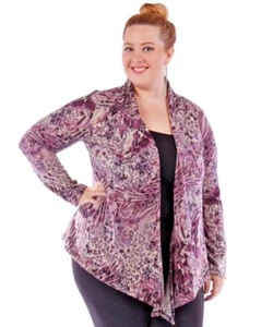 Nuevo cárdigan para mujer talla grande manga larga negro lila estampado animal talla 1X - Imagen 1 de 1