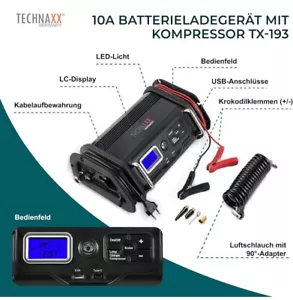 Technaxx TX-193 KFZ-Ladegerät Batterieladegerät Akku Luftkompressor Auto Fahrrad - Bild 1 von 6