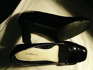 Croft and Barrow Marisa Black Patent High Pumps Treaded Rubber Shoes Womens 7M - Picture 1 of 5