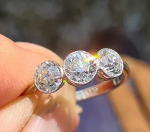 ANTIQUE OLD CUT DIAMOND TRILOGY RING 1.70ct from Fine Antique Diamonds - Picture 1 of 9
