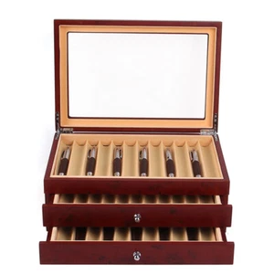 Caja organizadora de almacenamiento coleccionista caja de exhibición de pluma estilográfica de madera de 3 capas y 34 ranuras - Imagen 1 de 14