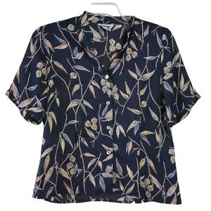 Pendleton Größe Petite 12 Blumenmuster Kurzarm Bluse Pullover schwarz halbtransparent - Bild 1 von 13