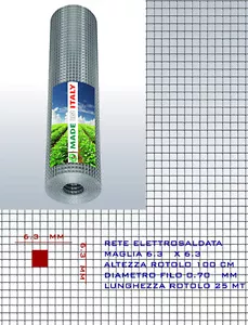 RETE METALLICA ZINCATA ANTITOPO GABBIE ELETTROSALDATA 6.3 x 6.3 0.7   h 100 cm - Foto 1 di 1